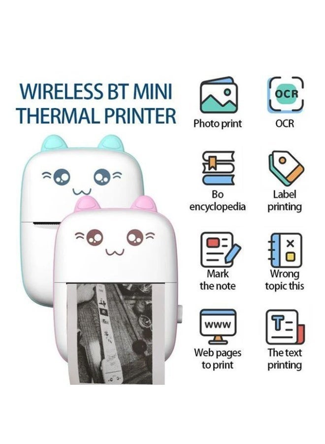طابعة صغيرة محمولة لاسلكية تعمل بتقنية البلوتوث، مثالية للأطفال والكبار لطباعة الملاحظات والملصقات والرسومات بالأبيض والأسود، خفيفة الوزن ويتم شحنها عبر منفذ USB. - Image 3